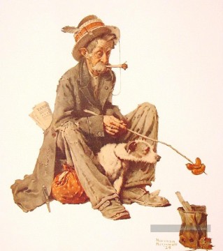 Norman Rockwell Painting - hobo and dog 1924 Norman Rockwell